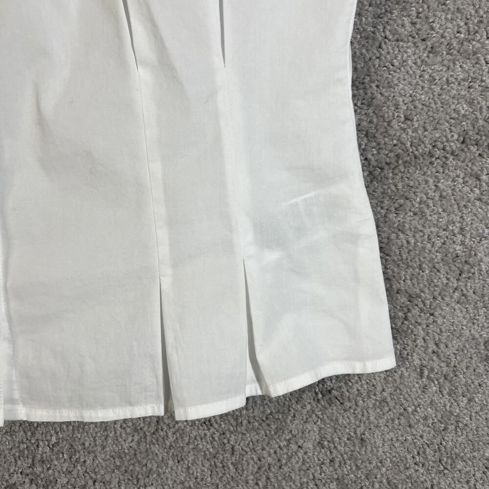J.Crew Women’s 14 White Sleeveless Ruffle Neck Button Front Tie Blouse Top - Picture 6 of 11